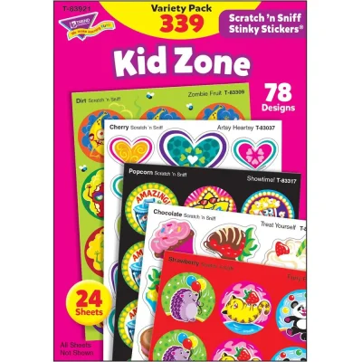 Trend Kid Zone Scratch 'n Sniff Stinky Stickers - Furry Fun, Zombie Fruit, Bumper Blast, Artsy Heartsy, Hearty Fun, Party-palooza, Treat Yourself, Showtime! Shape - Acid-free, Non-toxic, Photo-safe, S
