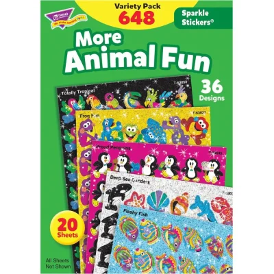 Trend Animal Fun Stickers Variety Pack - Animal, Fun Theme/Subject - Frog Fun, Proud Penguin, Deep Sea Dazzler, Flashy Fish, Beaming Bug Shape - Acid-free, Non-toxic, Photo-safe - 8" Height x 4.13" Wi